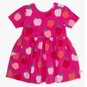 Ruffle Butts Apple Of My Eye Short Sleeve Twirl Knit Dress Size 2T Pink Bow